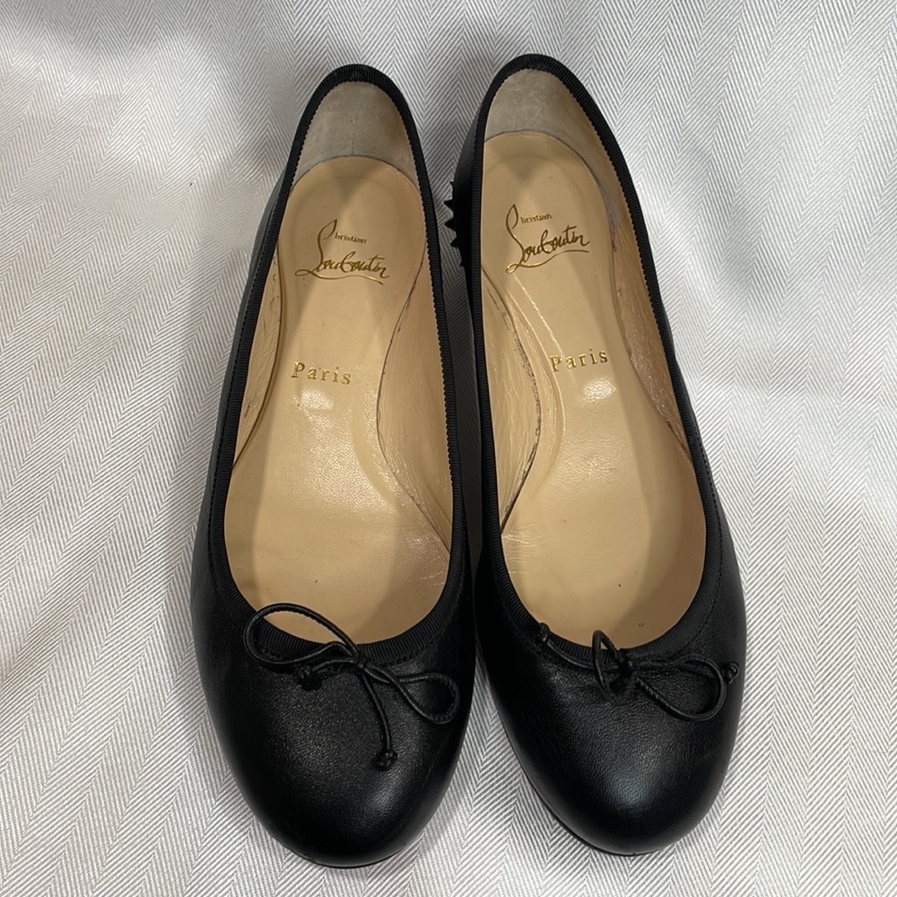 Christian Louboutin La Massine Ballet Flats EU 38/ US 8 Black Spiked Leather